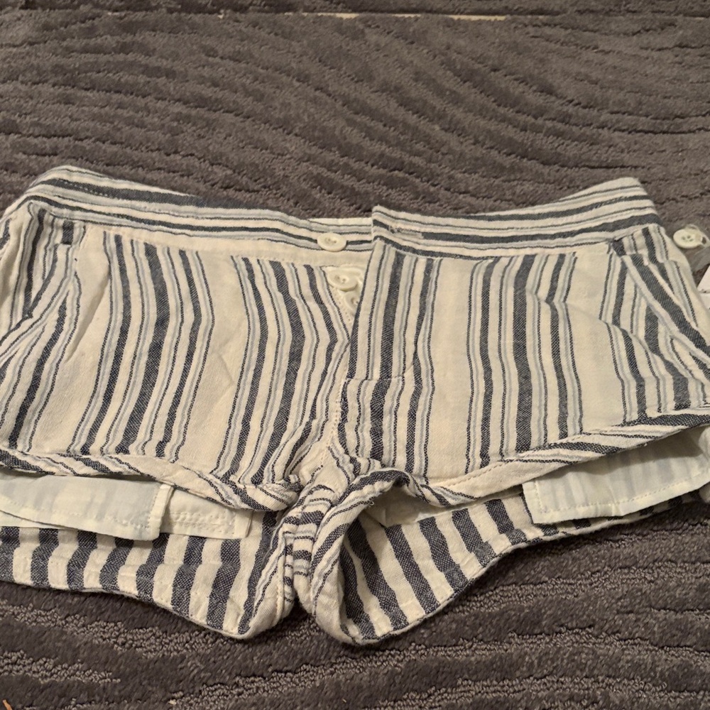 Free People Navy and White Striped Shorts